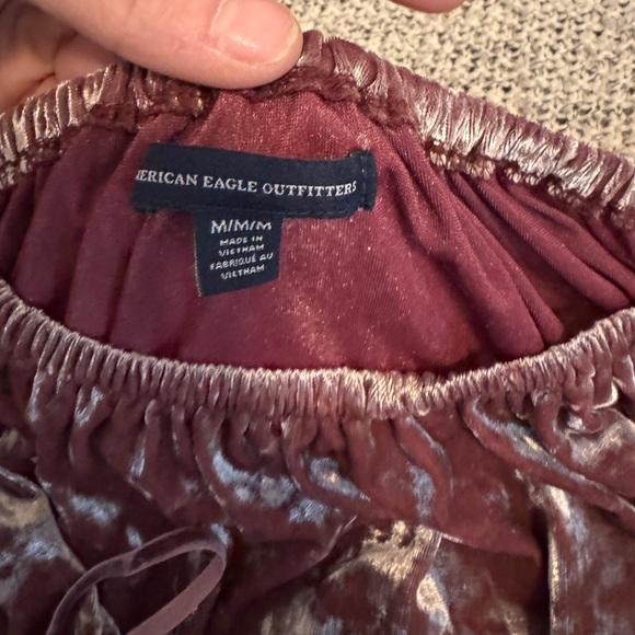 American Eagle Medium Mauve Velvet Off-Shoulder Blouse - Picture 5 of 5